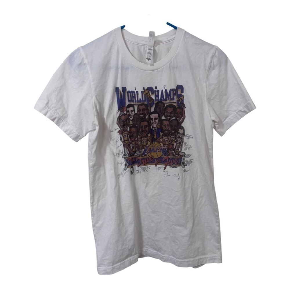 Canvas 1987 Los Angeles Lakers The drive for five white graphic t-shirt size S